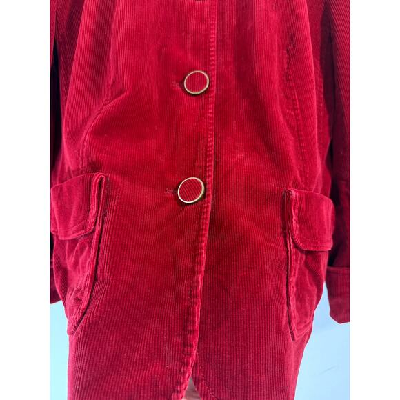 Vintage Talbots Red Corduroy Blazer Jacket 90s Retro Women’s Sz 12 Button Front - Picture 6 of 10